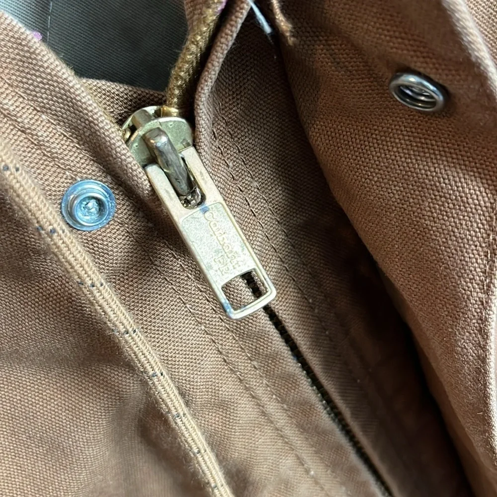 Carhartt tan flame retardant hooded work utility barn full zip jacket coat XXL